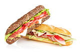 Fresh sandwiches with meat and vegetables