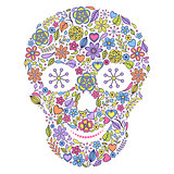  floral skull isolated on white background.