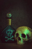 Skull with poison bottle