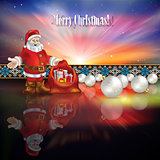 Abstract Christmas greeting with Santa Claus and gifts