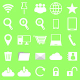 Internet icons on green background