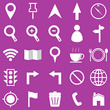 Map icons on purple background