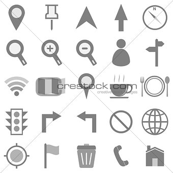 Map icons on white background