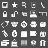 Shopping icons on gray background