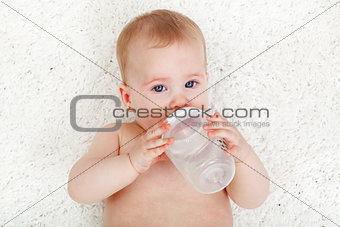 Baby girl drinking water
