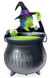 Happy Halloween Witch and Cauldron