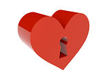 Big red heart with keyhole.