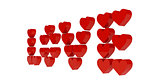 Red hearts set in word LOVE.