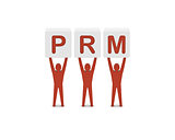 Men holding the word PRM.Partner Relationship Management.