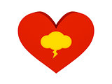 Big red heart with thunder cloud symbol.