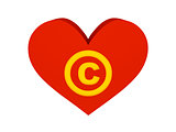 Big red heart with copyright symbol.