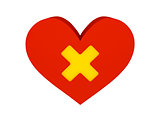 Big red heart with cross symbol.