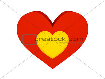 Big red heart with golden heart symbol.
