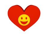 Big red heart with laughing face symbol.
