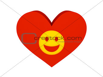 Big red heart with laughing face symbol.