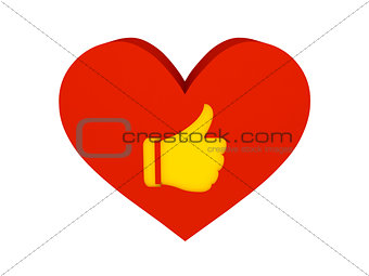 Big red heart with like symbol.
