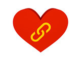 Big red heart with link symbol.