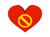 Big red heart with stop symbol.