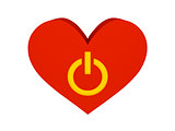 Big red heart with switch symbol.