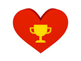 Big red heart with trophy symbol.