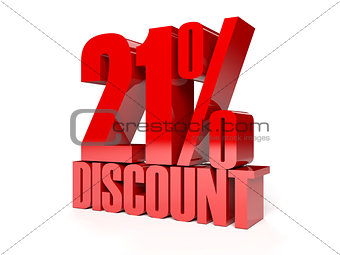 21 percent discount. Red shiny text.