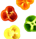 Parts of colorful sweet bell pepper 