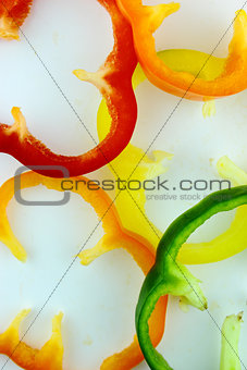 slices of colorful sweet bell pepper 