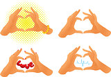 Collection of hands showing heart symbol