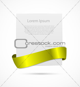 White card with  ribbon vector illustration