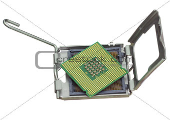 The computer the processor on a white background 