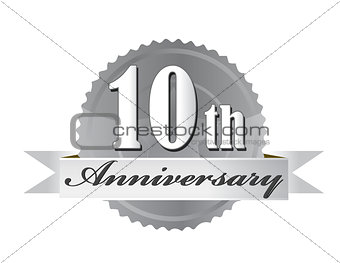 10th anniversary seal illustration design on white