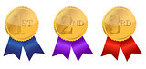 gold award ribbons with place numbers illustration design