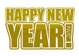 Gold Happy New Year 2014 sign illustration design