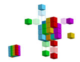 3D illustration shape with different colors, over a white backgr