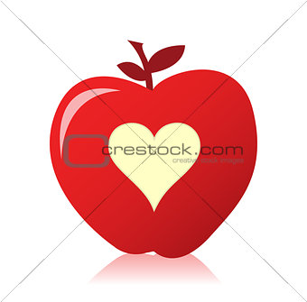 image of a beautiful red apple with a heart