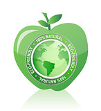 Apple Label 100% natural eco friendly seal illustration