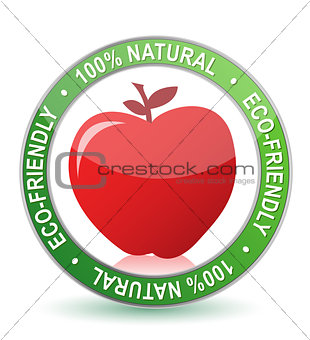 100% natural apple seal illustration design over white