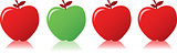 Red apple among green apples illustration design