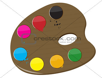 Artist's palette with multiple colors isolated