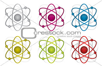 colorful atoms illustration design over white background