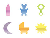 Illustrations of different baby icons, that can be used as a sym