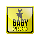 baby on board sign illustration design