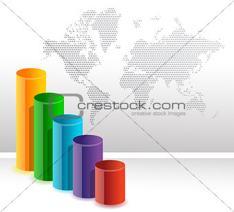 Colorful circular business bar graph background illustration