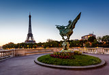 France Reborn Statue on Bir-Hakeim Bridge and Eiffel Tower at Da