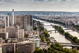 Aerial View on River Seine and Pont de Bir-Hakeim from the Eiffe