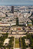 Aerial View on Champ de Mars from the Eiffel Tower, Paris, Franc