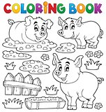 Coloring book pig theme 1