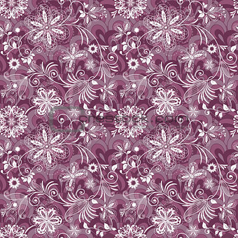 Seamless purple-white vintage pattern