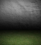 Wall cement and grass background