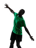 african man soccer player  scoring silhouette